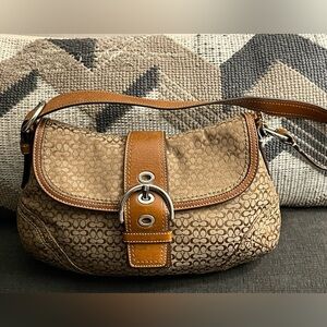 Coach SoHo Brown Monogram Shoulder Bag Medium Size